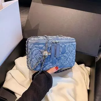 Tooxika Новая модная сумка через плечо с бриллиантовой цепочкой Повседневная джинсовая мини-сумка-ведро