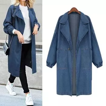 Tooxika Новая осенняя одежда для женщин, большой размер, Fat MM, свободная и универсальная длинная джинсовая куртка XL