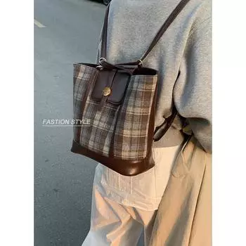 Tooxika Новая шерстяная клетчатая сумка большой вместимости женская сумка-тоут универсальный повседневный рюкзак