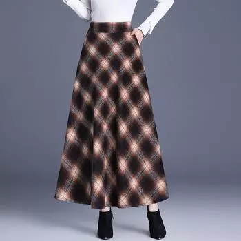 Tooxika новая шерстяная полуюбка оверсайз для женщин с контрастной клетчатой юбкой с высокой талией L