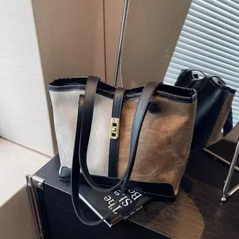 Tooxika Новая женская сумка-тоут через плечо, большая вместимость чёрный