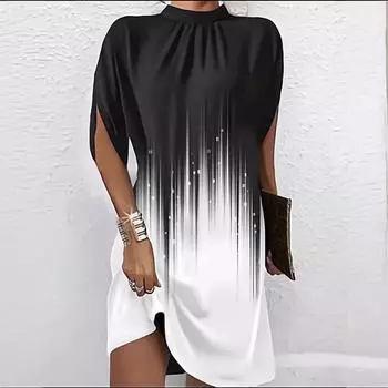 Tooxika Новое платье с цветочным принтом, круглым вырезом, рукавами «летучая мышь», цветными блоками, юбкой А-силуэта со свободной талией L