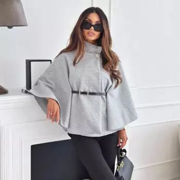 Tooxika Новое зимнее модное шерстяное пальто-накидка с завязкой на талии 2XL