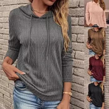 Tooxika Новые женские топы с длинными рукавами, однотонный свитер с капюшоном L