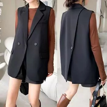 Tooxika Новый однотонный жилет с двумя пуговицами для весны и осени Верхняя одежда Пиджак L