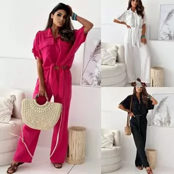 Tooxika Новый праздничный повседневный комплект из двух предметов: однотонный топ с короткими рукавами и широкие брюки L