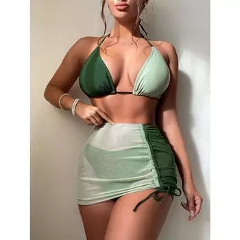 Tooxika новый сплошной цвет бикини сексуальные женские разделенные купальники треугольная сумка купальники