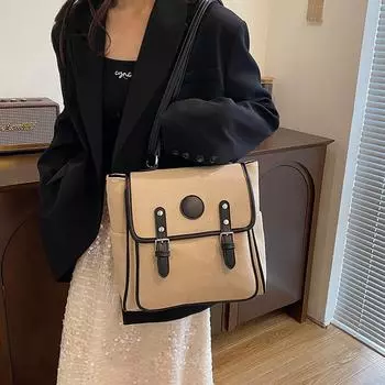 Tooxika Новый стиль рюкзак колледж стиль холст сумка через плечо сумка мессенджер простой популярный студенческий большой емкости чёрный