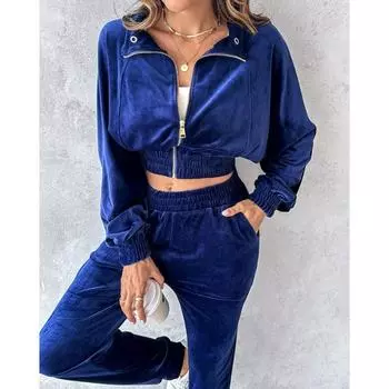 Tooxika новый женский модный повседневный костюм из золотого бархата с длинными рукавами, брюки, костюм-двойка L