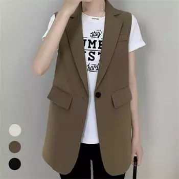 Tooxika Новый женский однотонный жилет для поездок на работу, жилет без рукавов средней длины, жилет, кардиган, куртка L чёрный