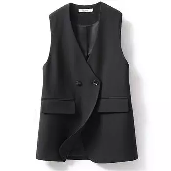 Tooxika Новый женский жилет для поездок на работу, однотонный жилет для женщин, свободный жилет с V-образным вырезом, кардиган, куртка L