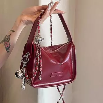 Tooxika одно плечевая сумка подмышкой женская новая универсальная маленькая сумка через плечо модная цепочка маленькая квадратная сумка чёрный