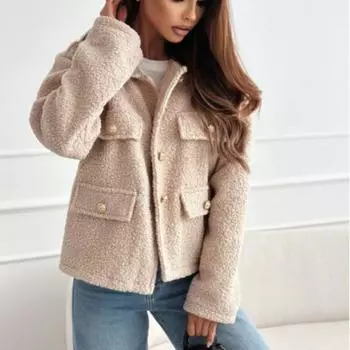 Tooxika осень и зима новый женский ретро лацкан на пуговицах короткое пальто плюшевая куртка 2XL