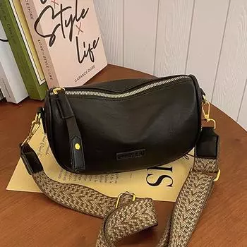 Tooxika осень и зима универсальная мода новая нишевая сумка-мессенджер с широкими ремешками женская ретро-сумка-подушка чёрный