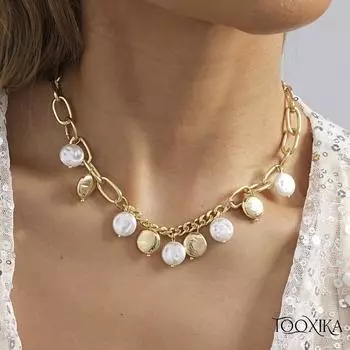 Tooxika персонализированное ожерелье с подвеской из искусственного жемчуга, простое однослойное ожерелье для женщин