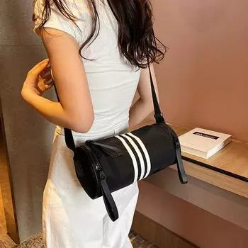 Tooxika Популярная цилиндрическая сумка, новый стиль, повседневная женская сумка через плечо, спортивная нейлоновая сумка на одно плечо чёрный