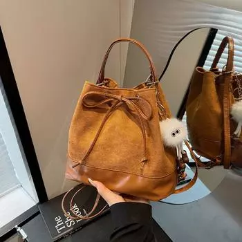 Tooxika Ретро Рюкзак Новая Простая Повседневная Сумка-ведро через Плечо чёрный