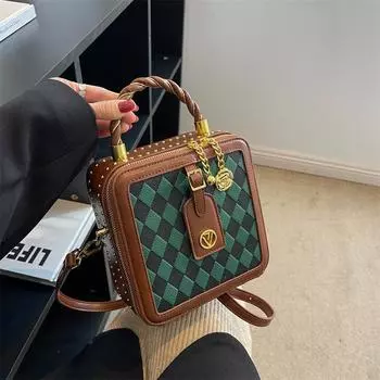 Tooxika ручная маленькая квадратная женская сумка через плечо новая модная сумка через плечо с ромбовидным узором зелёный