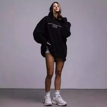 Tooxika Street Fashion Женская толстовка с капюшоном и буквенным принтом большого размера L