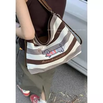 Tooxika Высококачественный полосатый рюкзак с большой вместимостью, сумка через плечо с изображением щенка из мультфильма