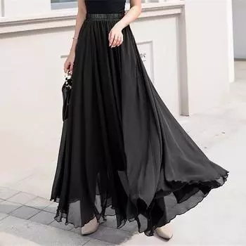 Tooxika весенне-летняя женская шифоновая юбка однотонного цвета с высокой талией и большим свободным силуэтом XL