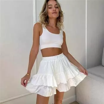 Tooxika весна и лето новые женские однотонные кружевные сексуальные юбки-брюки с высокой талией L чёрный