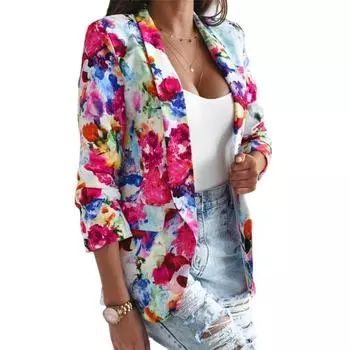 Tooxika весна и осень новый стиль пиджак с принтом отворотов приталенный маленький пиджак L