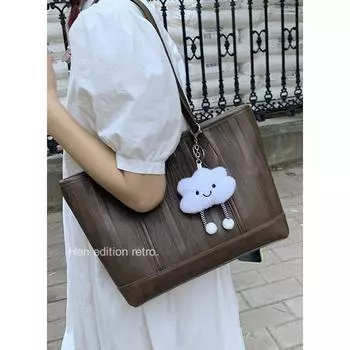 Tooxika Women s New Simple Autumn Retro Large Capacity Commuter Tote Bag Versatile Shoulder Bag