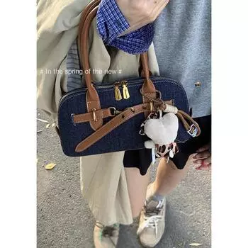 Tooxika Женская 2024 Новая модная сумка для боулинга из денима, ручная сумка для поездок на работу, сумка на одно плечо