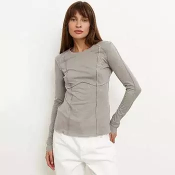 Tooxika Женская новая модная повседневная футболка с длинным рукавом и круглым вырезом L абрикосовый