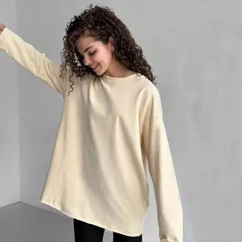 Tooxika женская новая свободная однотонная футболка большого размера с круглым вырезом и длинными рукавами из хлопка L абрикосовый