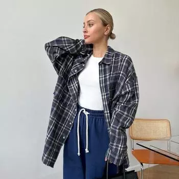 Tooxika Женская новая винтажная рубашка миди в полоску с двойным карманом L кофейный