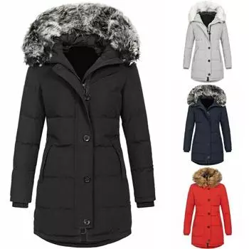 Tooxika женская осенне-зимняя новая стильная женская теплая тонкая хлопковая куртка с капюшоном средней длины однотонное пальто L чёрный