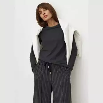 Tooxika Женская универсальная дорожная футболка-пуловер с круглым вырезом и длинными рукавами из хлопка 2XL чёрный