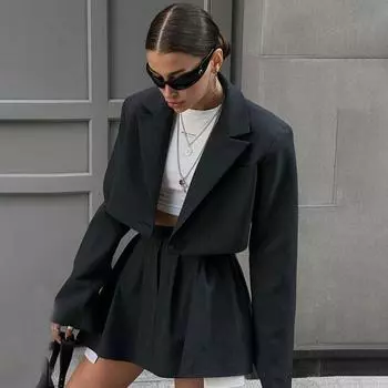 Tooxika женский модный костюм с прямыми плечами и лацканами + комплект из мини-юбки L