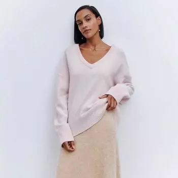 Tooxika Женский осенне-зимний однотонный универсальный пуловер с V-образным вырезом, свободный вязаный свитер L чёрный