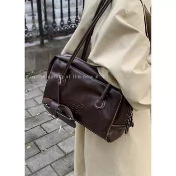 TooxikaLadies Новая ретро-текстура Большая вместительная сумка-тоут через плечо Сумка для поездок на работу S