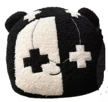 TOP4 Official Goods Retort Fluffy Cushion Stuffed Toy Retokuma Black and White