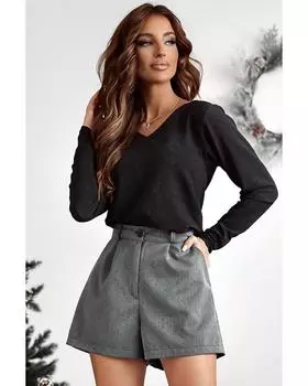 Топ Azura Exchange Black Metallic Bowknot с открытой спиной и V-образным вырезом XL чёрный