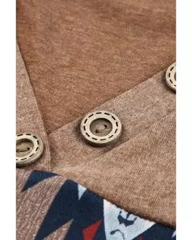 Топ Azura Exchange с ацтекским принтом, застегивающийся на пуговицы и V-образным вырезом L коричневый