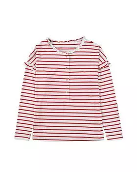 Топ Azura Exchange с длинными рукавами и оборками в полоску L красный