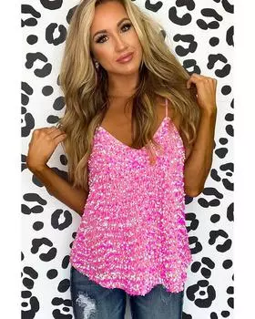 Топ Azura Exchange с пайетками и регулируемыми бретелями M розовый