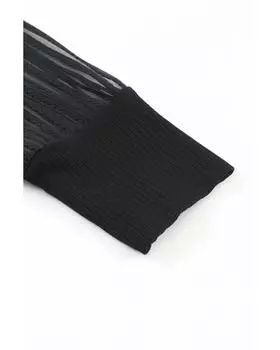 Топ Azura Exchange Striped Mesh с длинными рукавами и круглым вырезом в рубчик L чёрный