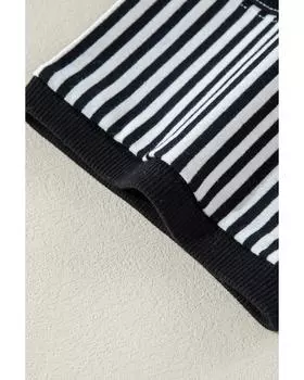 Топ Azura Exchange в черно-белую полоску в стиле пэчворк с рукавами 3/4 и оверсайз S черный белый