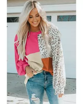 Топ Azura Exchange в рубчик с длинными рукавами в стиле пэчворк L ярко-розовый