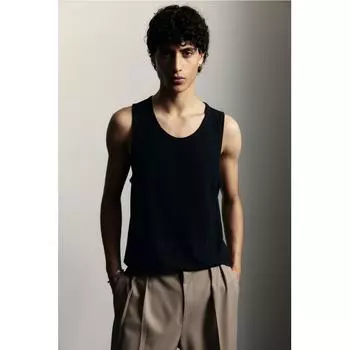 Топ без рукавов HM Metallic Regular Fit, черный S