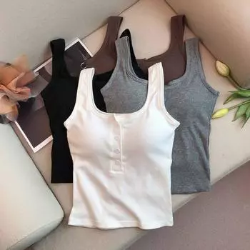 Топ без рукавов из модала с регулируемыми бретелями и встроенной подушечкой для бюстгальтера - сексуальный базовый слой жилет S чёрный