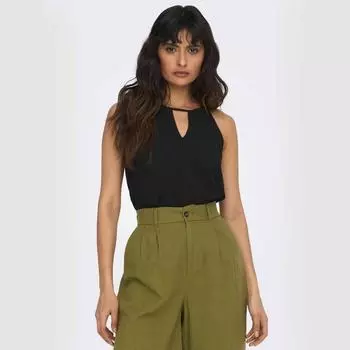 Топ без рукавов с круглым вырезом и легким вырезом ТОЛЬКО для женщин 38 чёрный