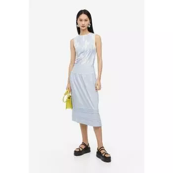 Топ без рукавов с отделкой сборкой HM, светло-голубой узор 1200719002 XSEUR XSP