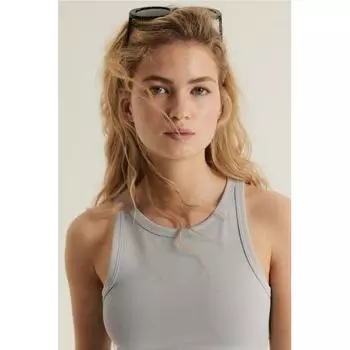 Топ без рукавов в рубчик HM светло-серый
